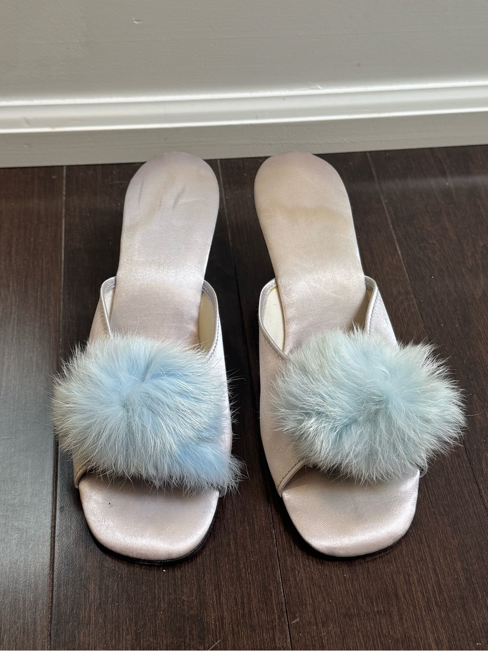 Y2K Rare Metallic Blue Silver Pom Pom Heels 🩵✨ - Picture 3 of 5